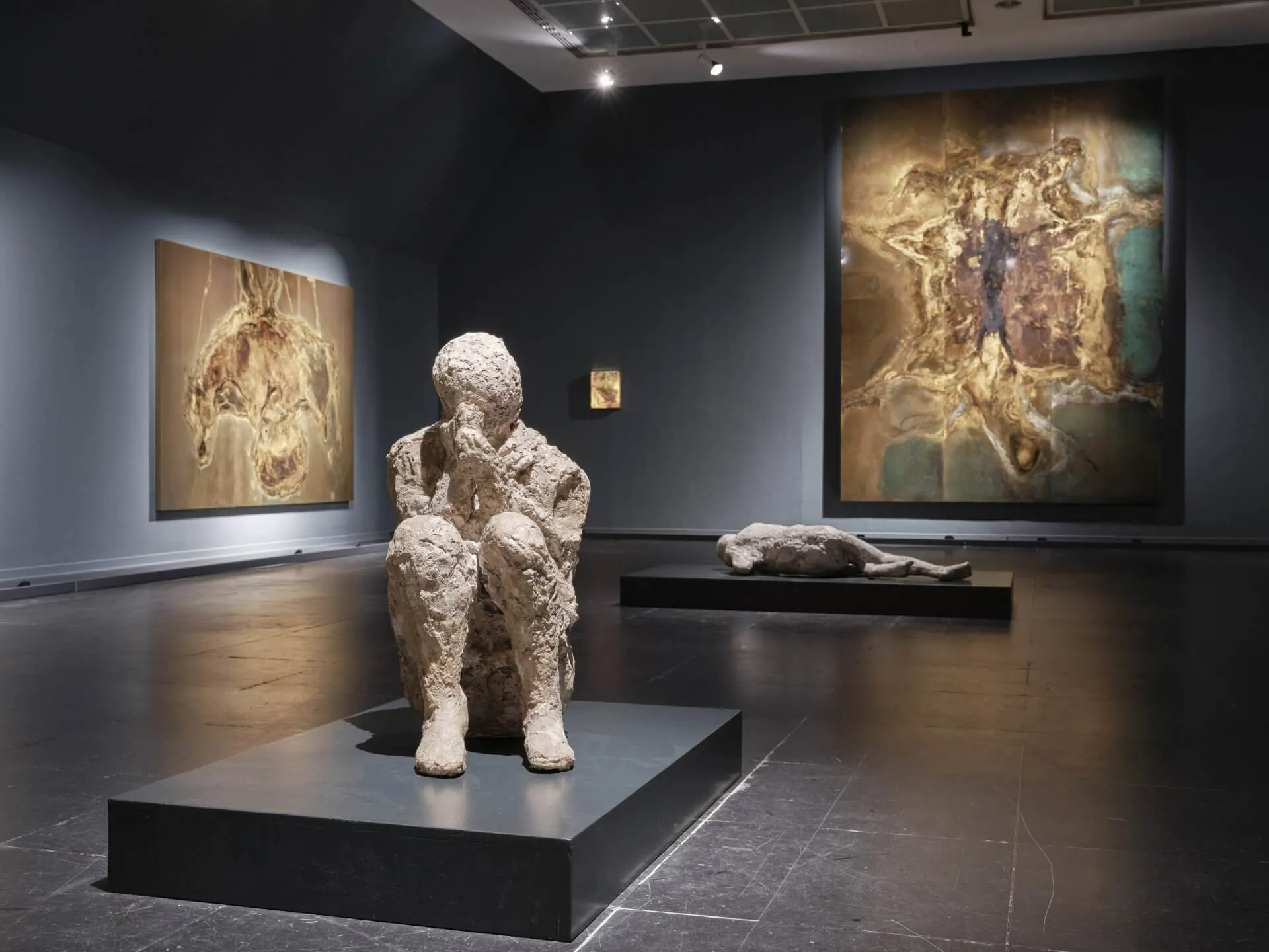 Artifacts and sculptures from Pompeii displayed in museum collection